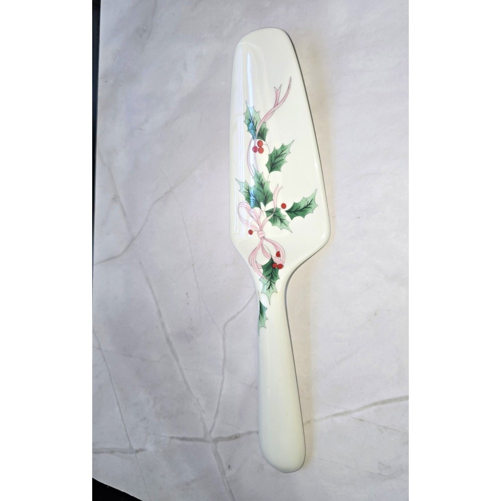 Mikasa Ribbon Holly Bone CAJ03 Bone China Cake/Pie Slice Server 10.5"